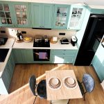 Farmhouse kitchen with dining table and traditional elements